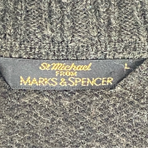 Marks & Spencer St. Michael Wool Blend Sweater Jacket Mens Large Zipper Fleece - Picture 7 of 11